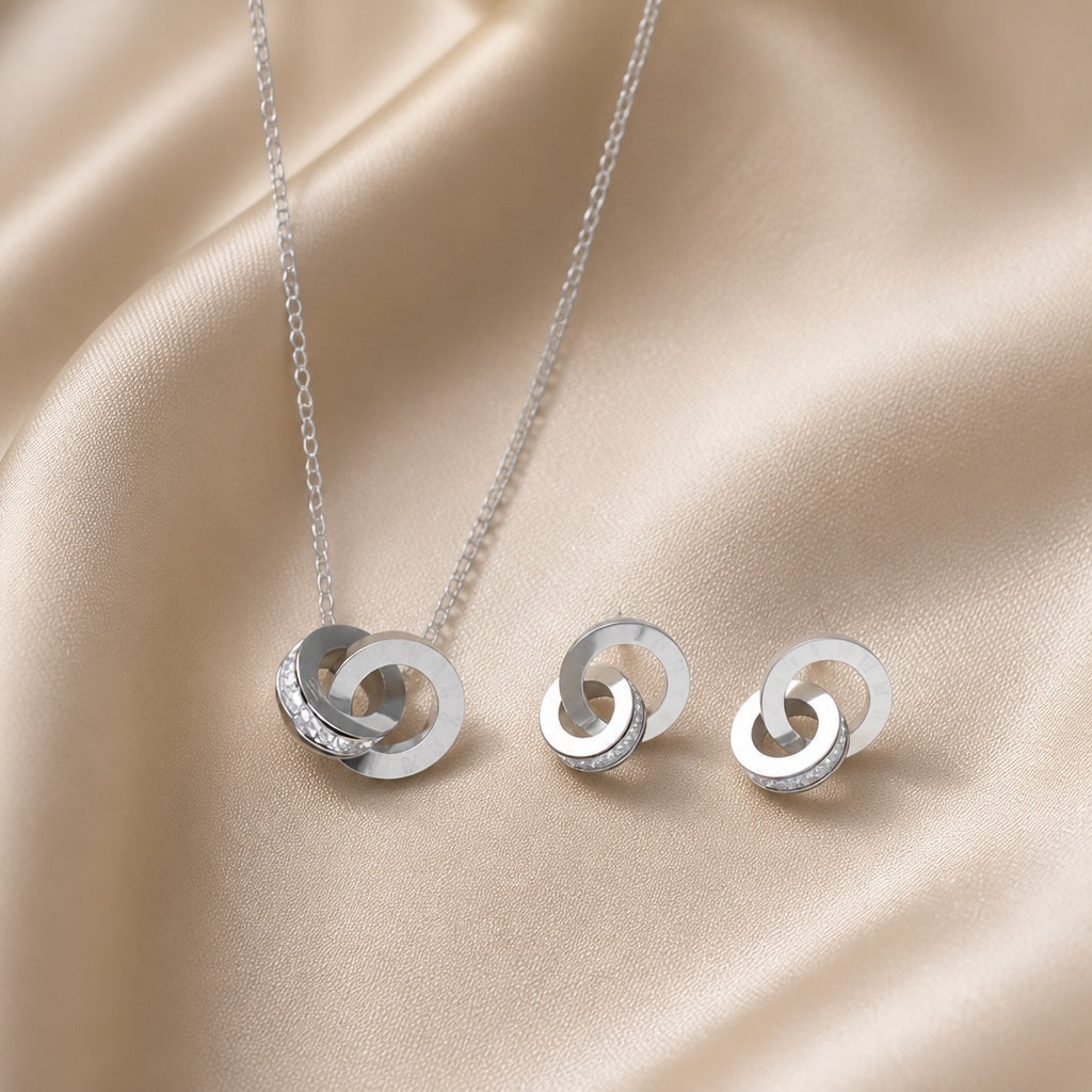 Set círculo infinito en oro blanco