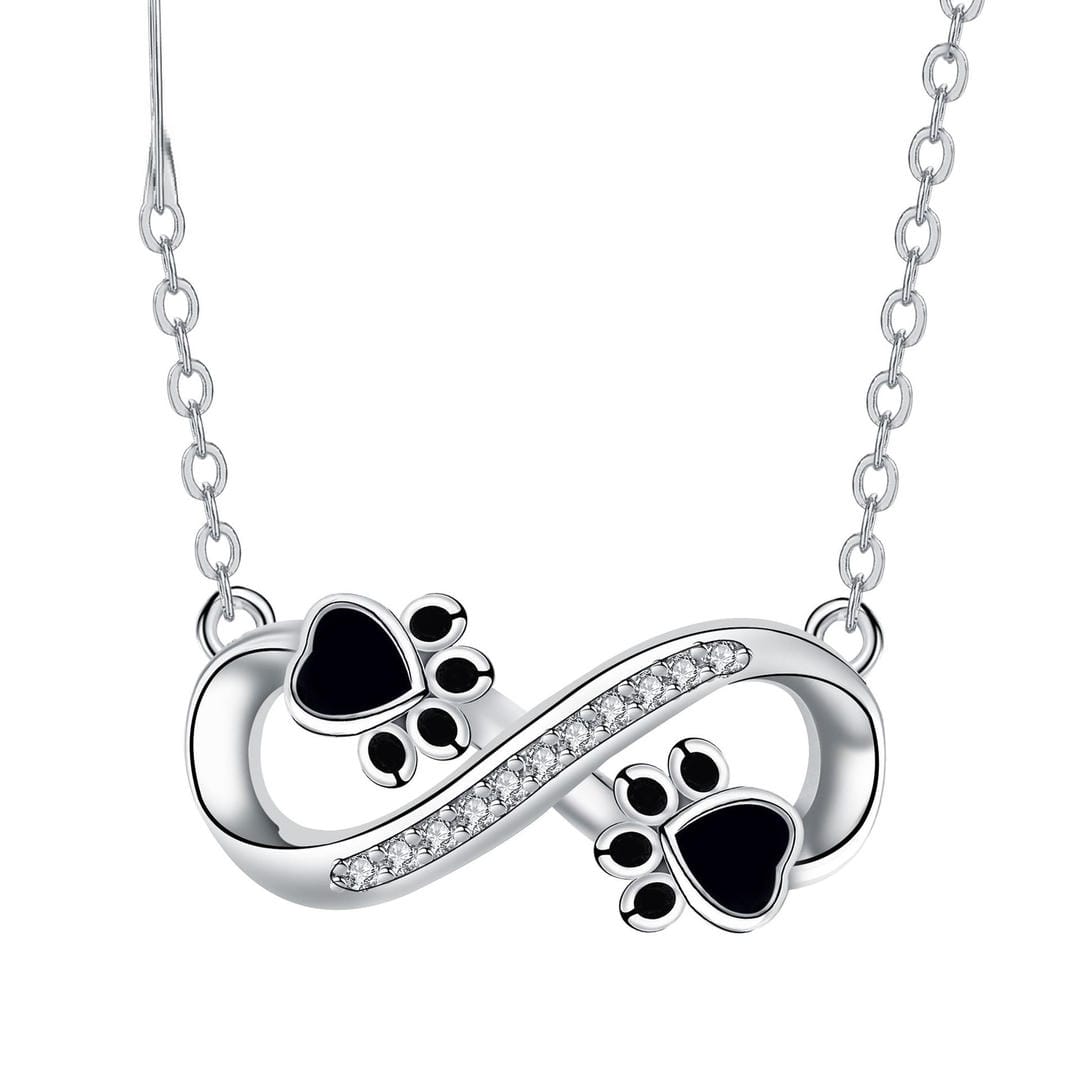 Collar infinito con huella de pata y circonitas – imagen 4