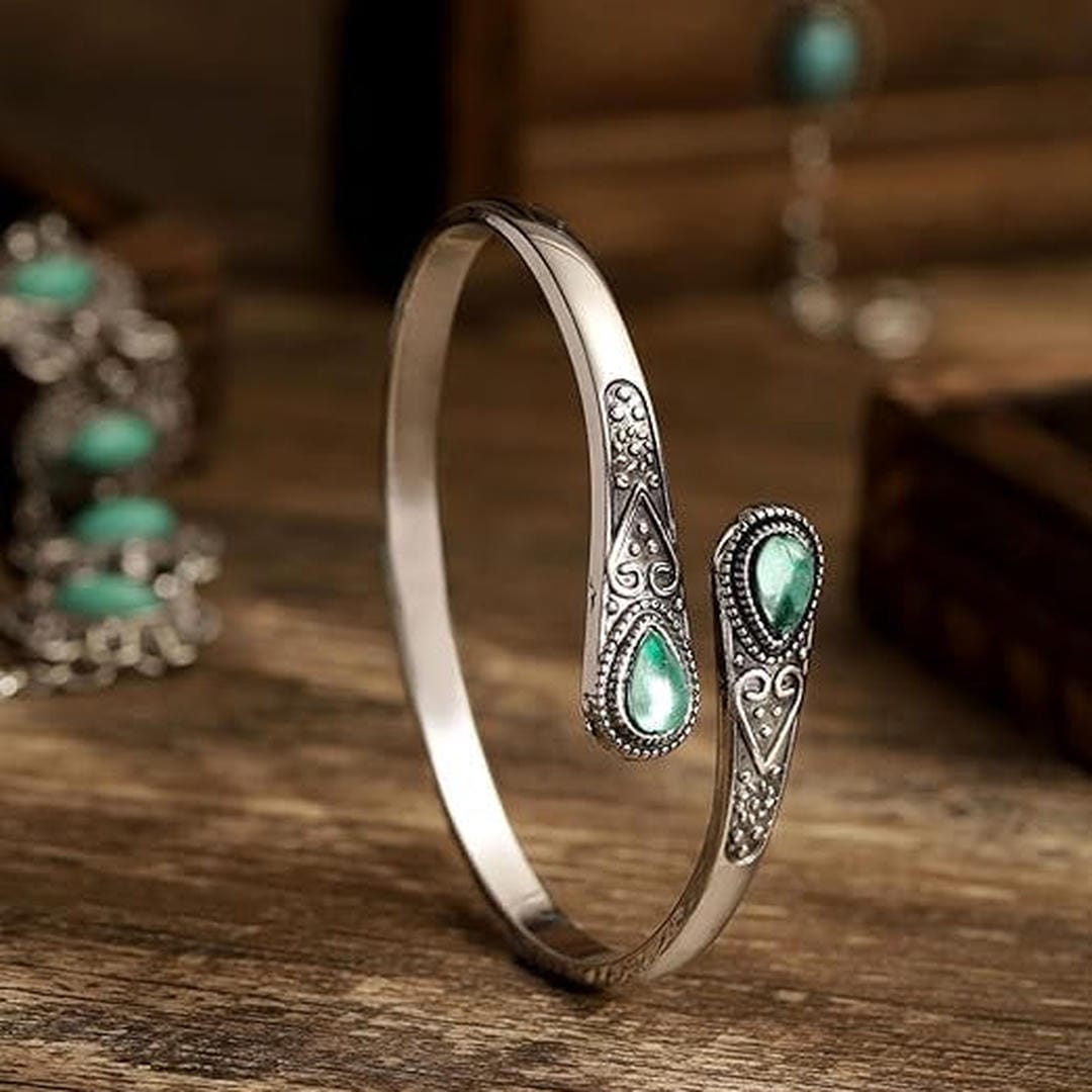Pulsera de estilo étnico con incrustaciones de piedra imitación – imagen 2