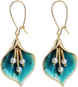 Pendientes vintage de plata con loto azul – imagen 2