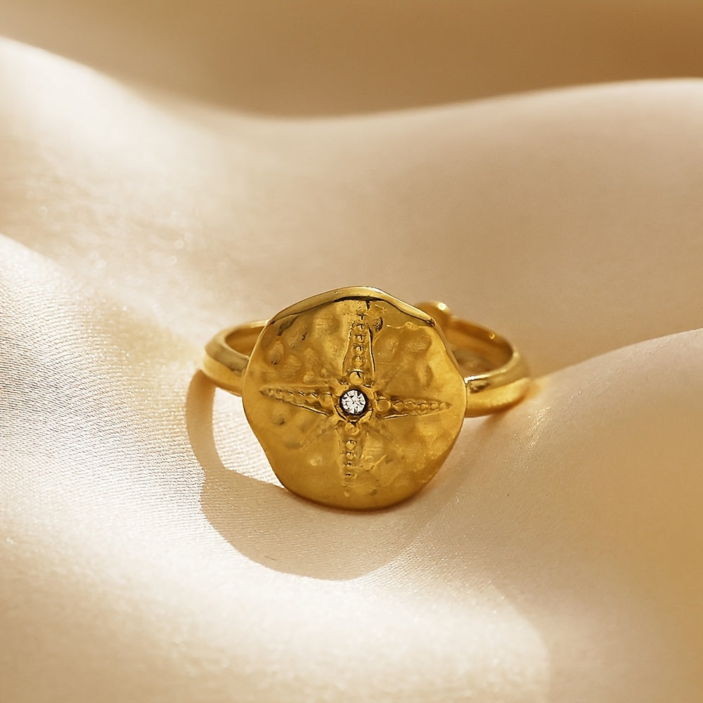 Anillo retro con circonita octagrama