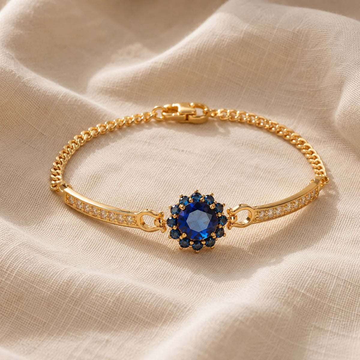 Pulsera prestigiosa de circonita azul cristal – imagen 2