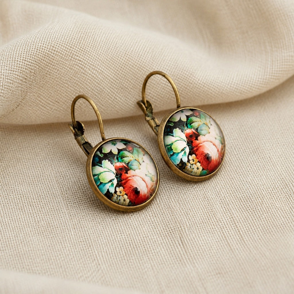 Pendientes llamativos de flor antigua – imagen 2