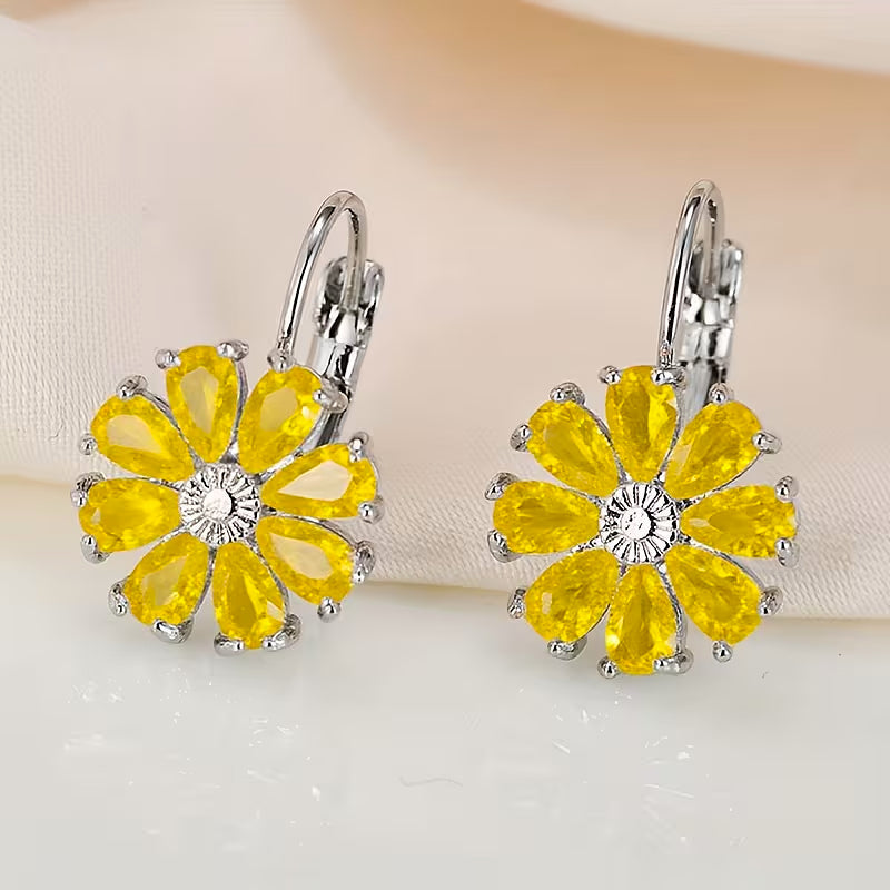 Pendientes florales de cristal deslumbrantes