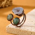 Anillo bohemio de ágata tipo cueva