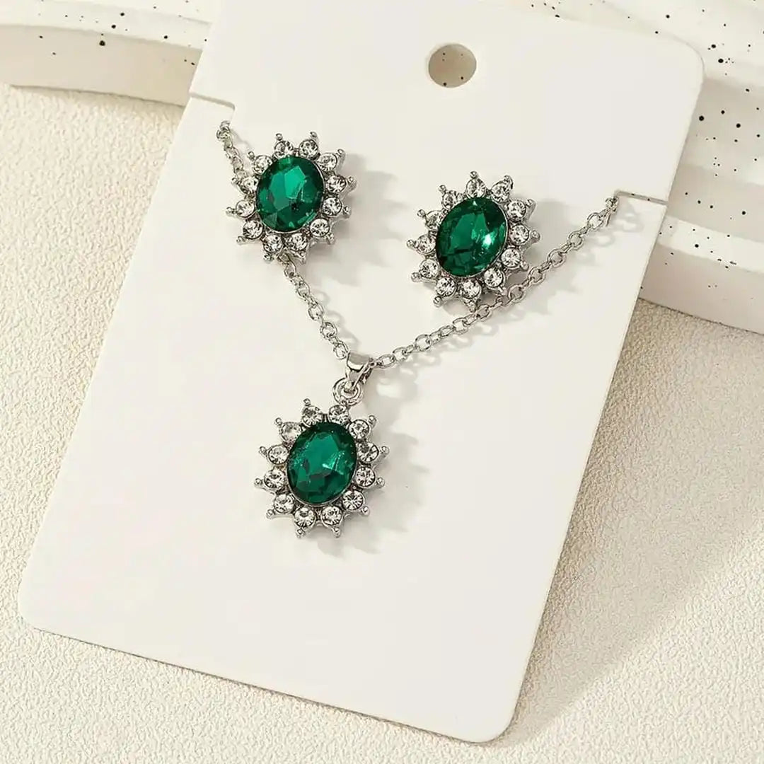 Conjunto de plata con esmeralda y sol radiante — Carmen, Lucía & Rocío