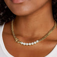 Collar dorado de eslabones con cristales deslumbrantes – imagen 3