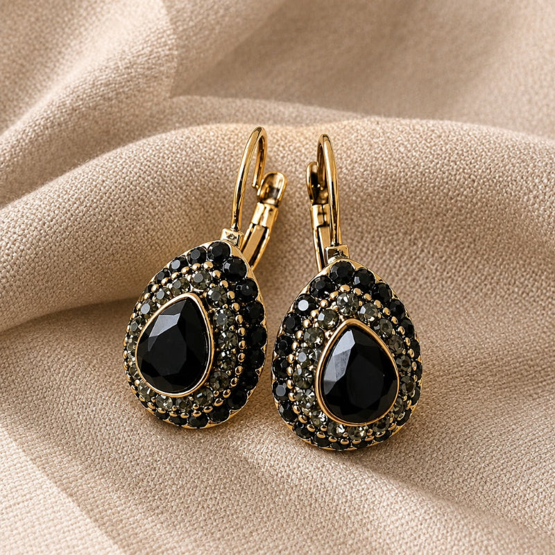 Pendientes de piedra negra deslumbrantes