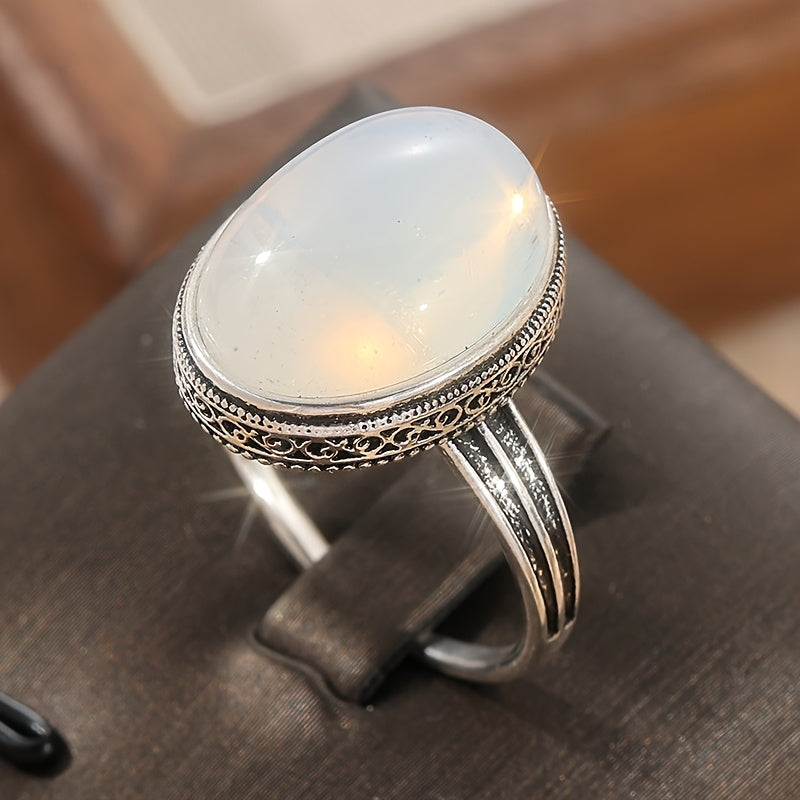 Anillo vintage de piedra de luna oval