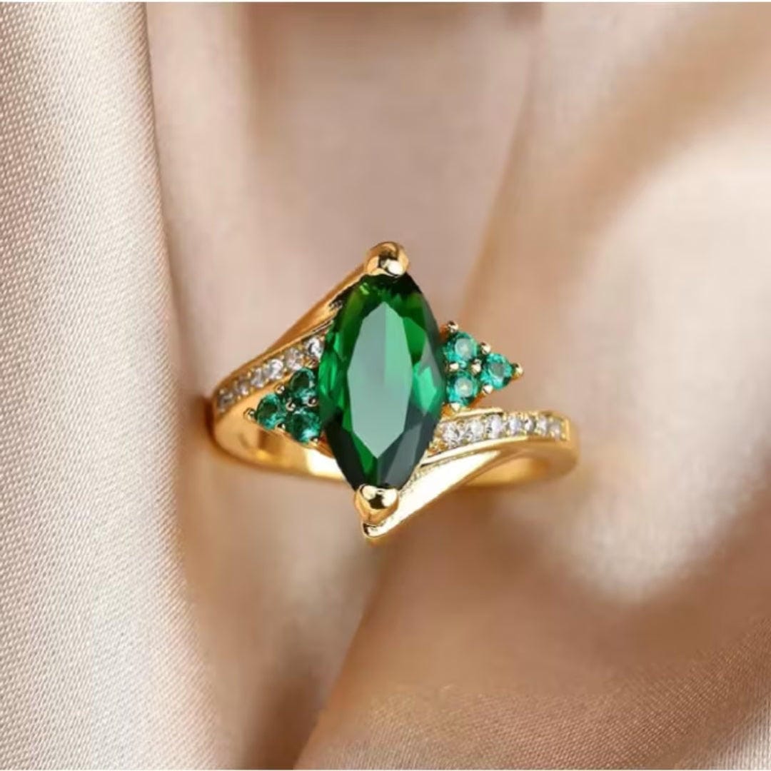 Anillo corona de esmeralda en marquesa – imagen 2
