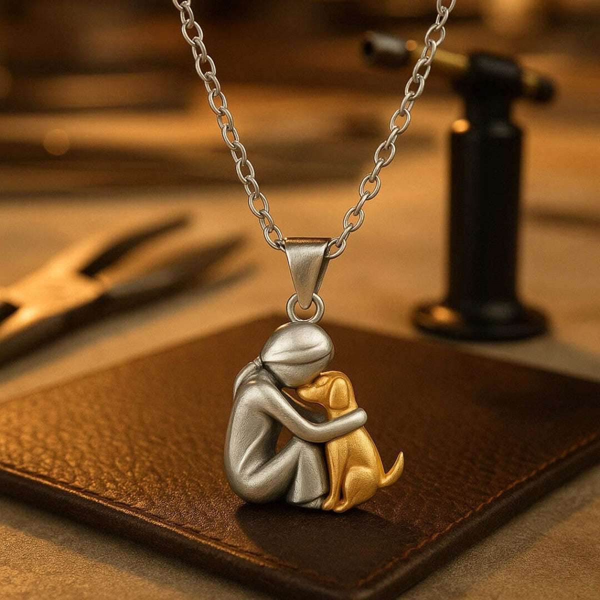 Collar con colgante Forever in Your Heart de abrazo a perro