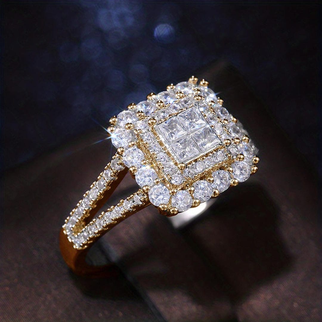 Anillo de boda de circonita de forma cuadrada – imagen 5