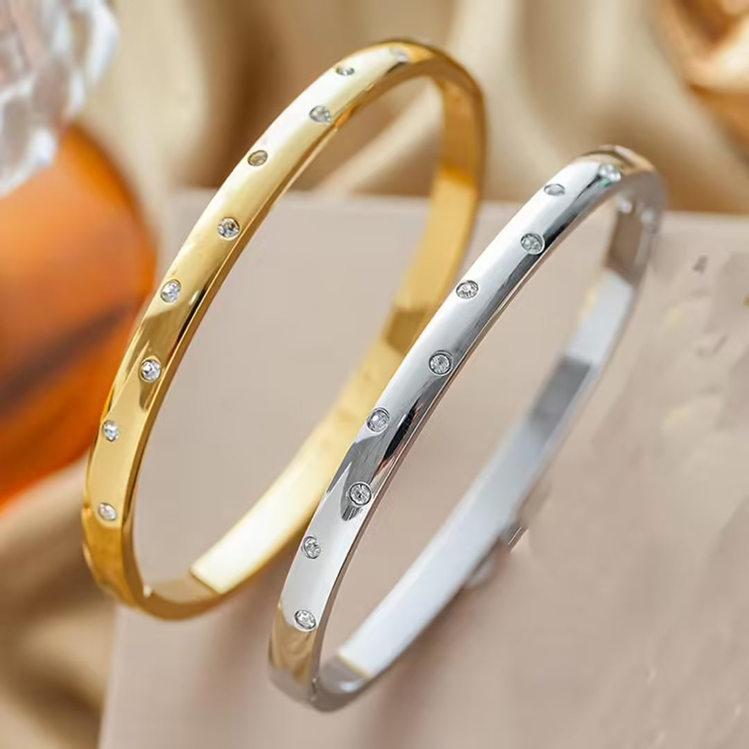 Pulsera dorada de circonita atemporal – imagen 3