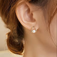 Pendientes geométricos exquisitos con incrustaciones de perla – imagen 2