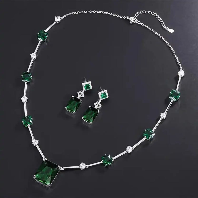 Set de joyería rectangular esmeralda