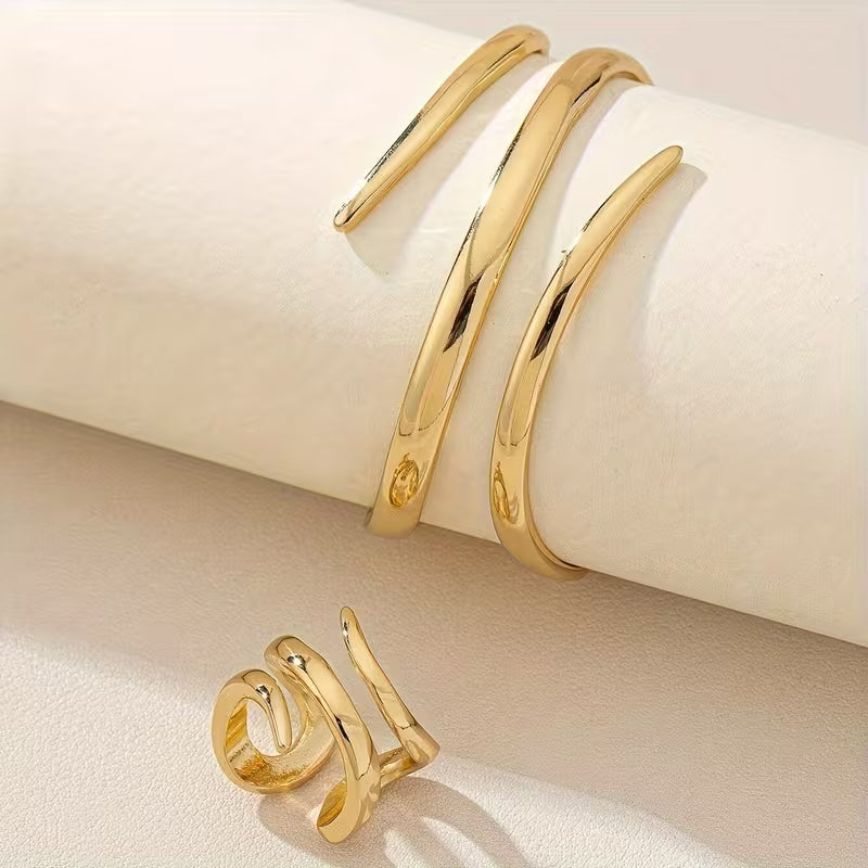 Conjunto exquisito de pulsera y anillo serpiente — Carmen, Lucía & Rocío