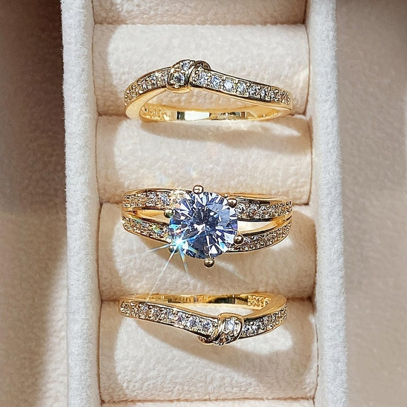Set de anillos con pavé redondo