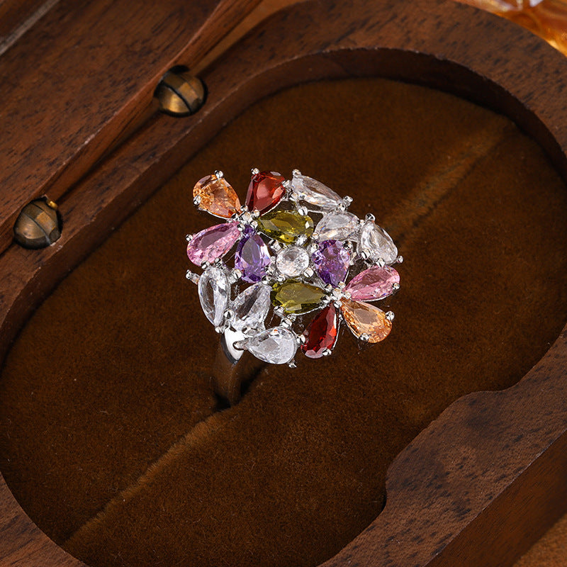 Anillo multicolor de flor de pétalos – imagen 2