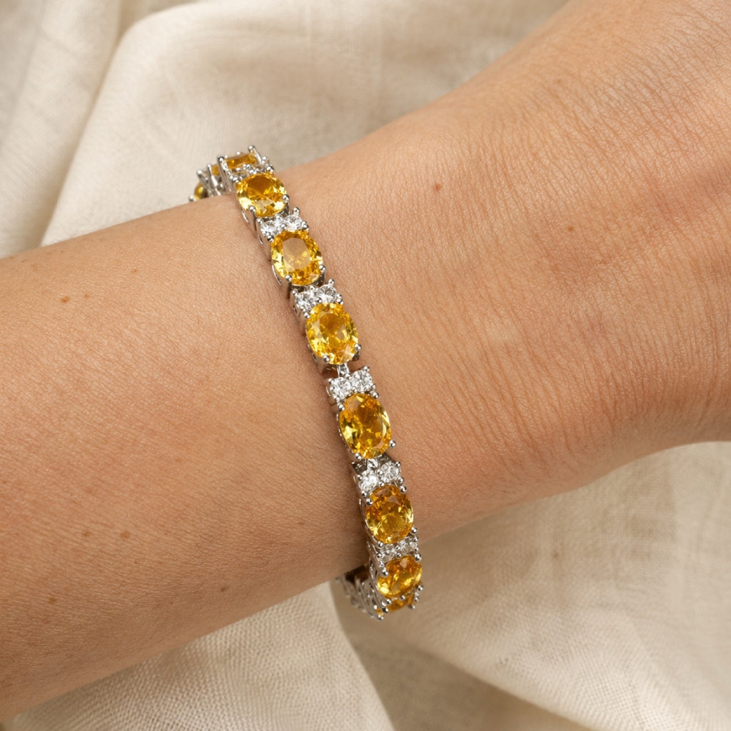 Pulsera tenis deslumbrante en amarillo