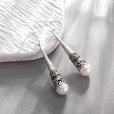 Pendientes colgantes de perla vintage talismán – imagen 2