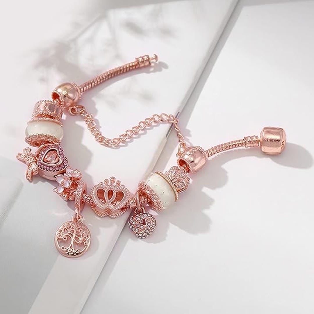 Pulsera atrapasueños de rosa con dijes incluidos – imagen 2