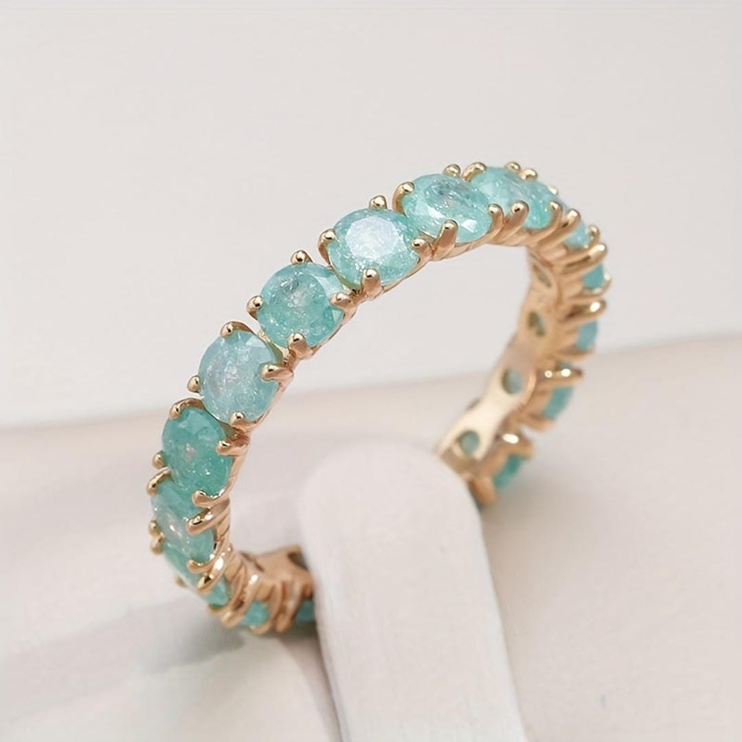 Anillo de diseño llamativo Eternidad de Cristal Azul — Carmen, Lucía & Rocío
