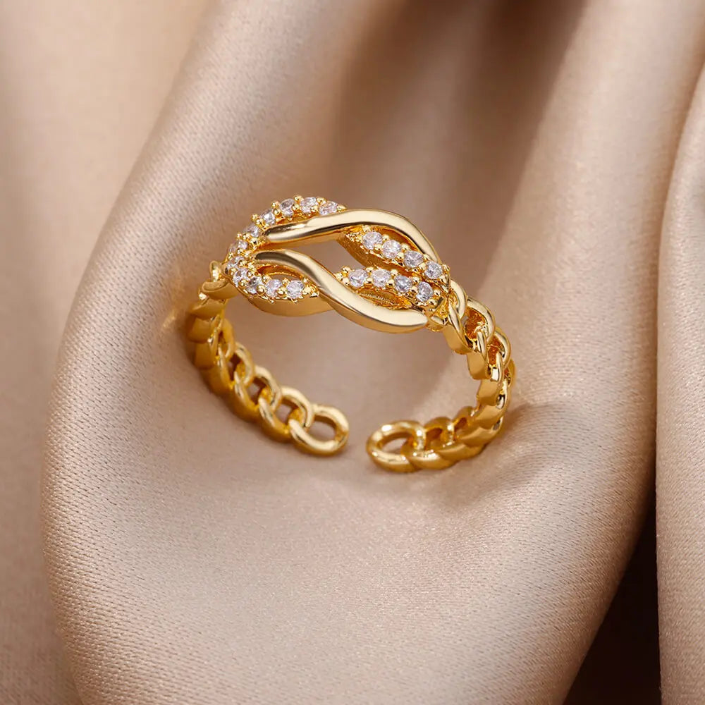 Anillo abierto de contorno dorado