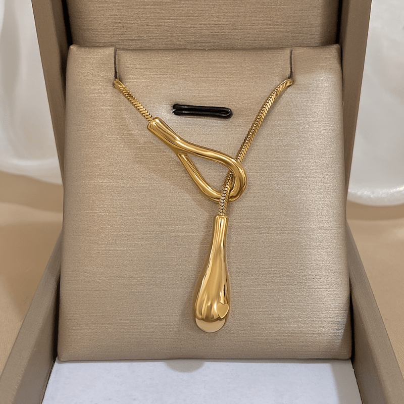 Collar vintage con colgante de lágrima en oro blanco – imagen 2