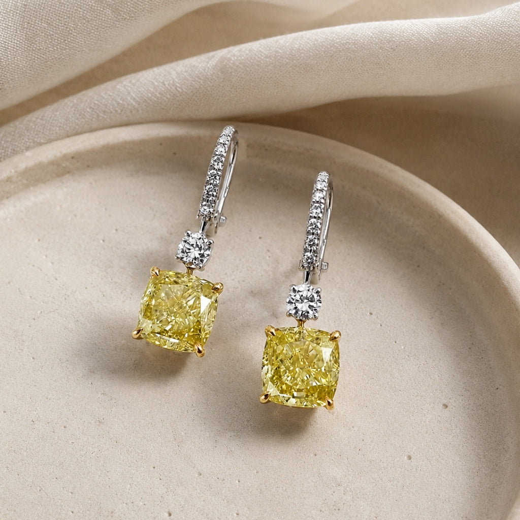 Pendientes colgantes amarillos deslumbrantes