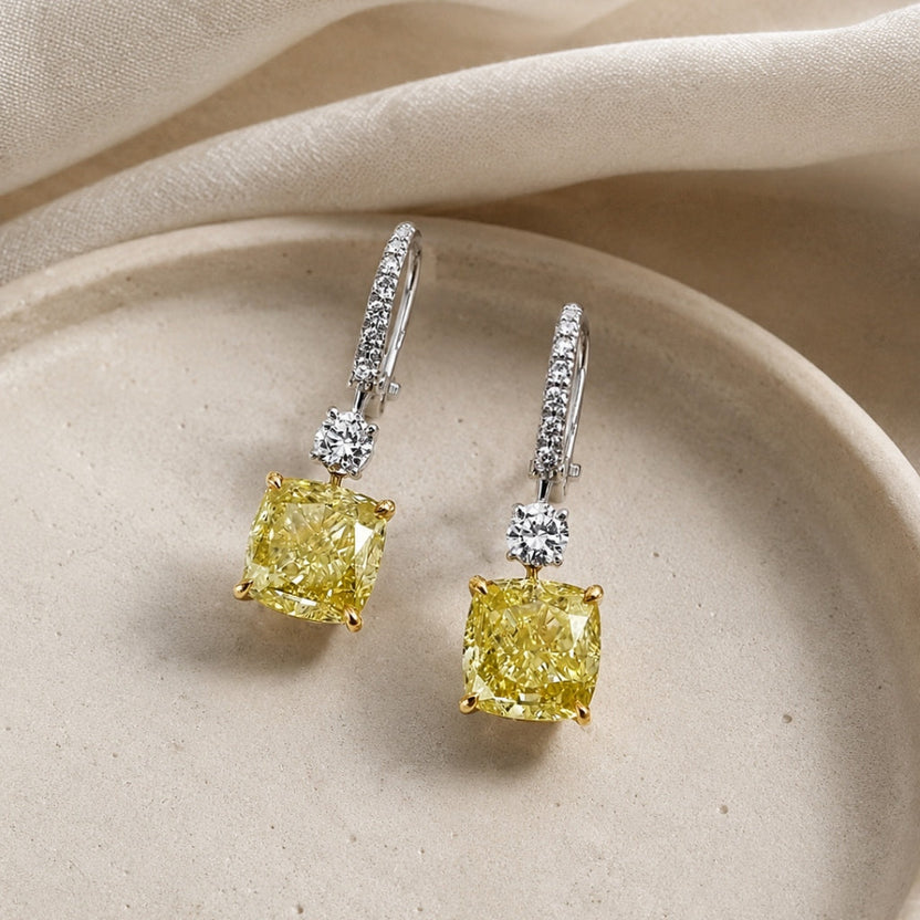 Pendientes colgantes amarillos deslumbrantes
