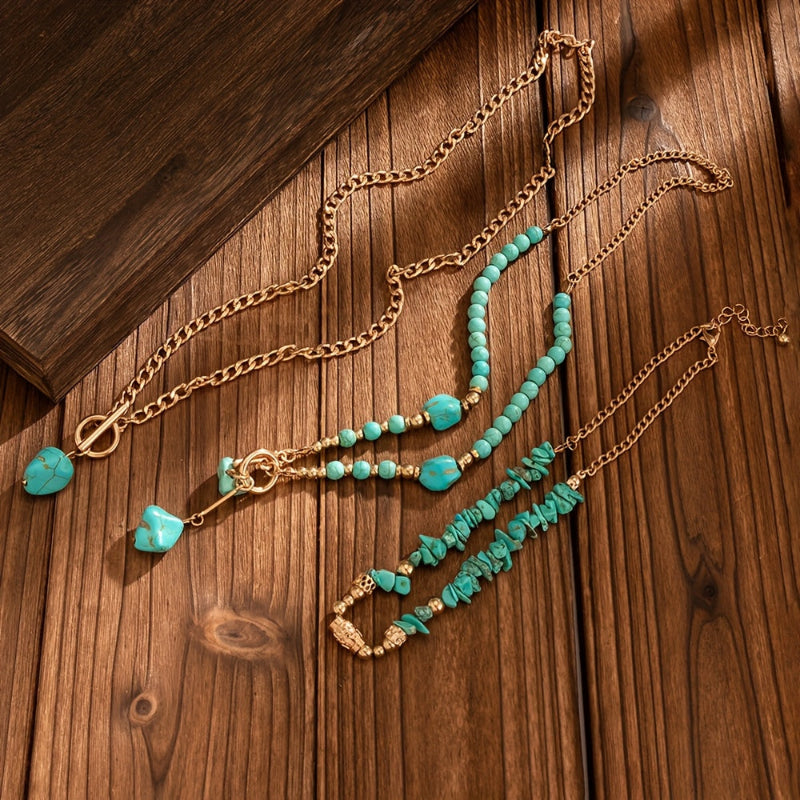 Collares superpuestos de cuentas de turquesa – imagen 2