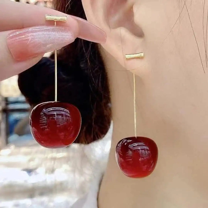 Pendientes de cereza rojos de lujo – imagen 2