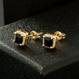 Pendientes cuadrados retro con circonita negra