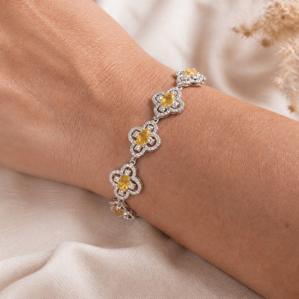 Pulsera floral amarilla de lujo