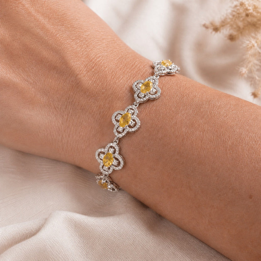 Pulsera floral amarilla de lujo