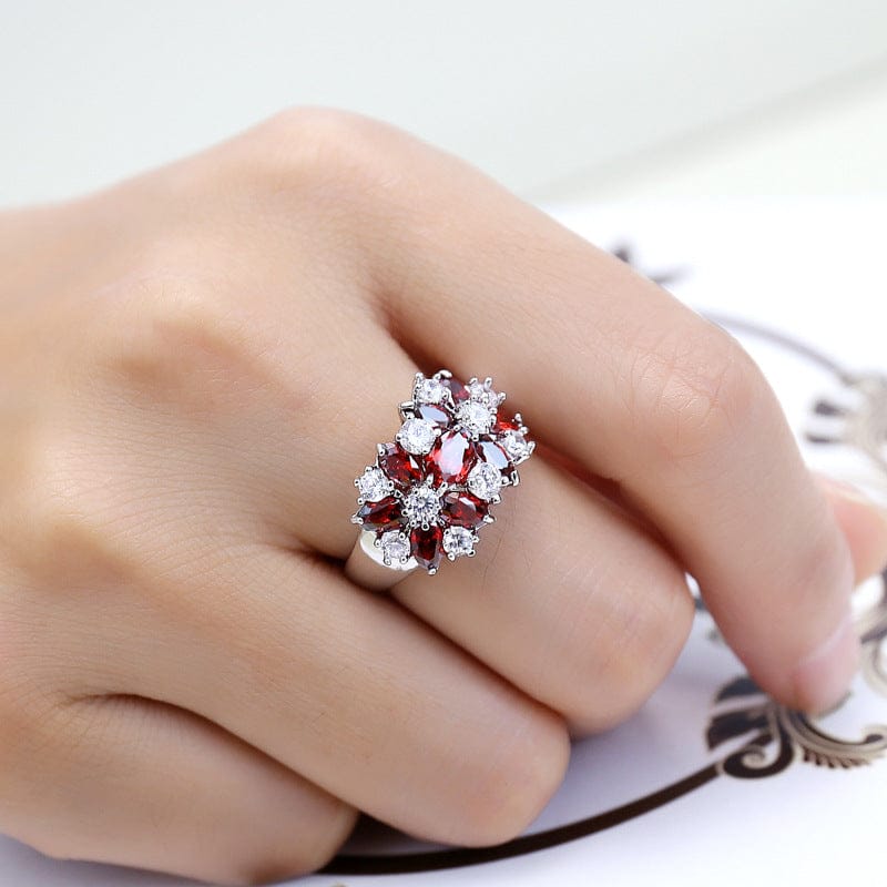 Anillo de flor de granate carmesí – imagen 2
