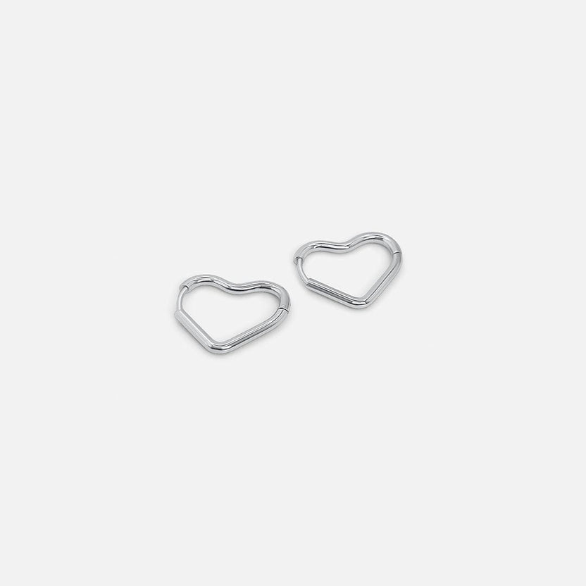 Mini aros corazón plata