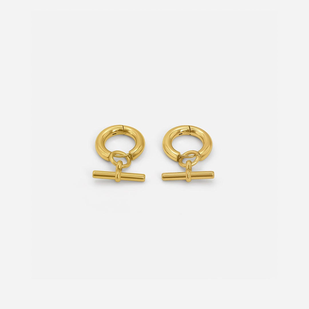 Aros dorados Elegant con barra en T – imagen 2