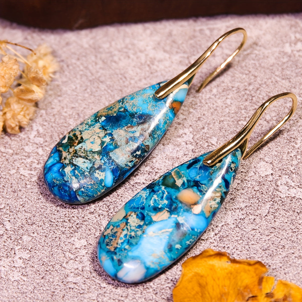 Pendientes colgantes bohemios con textura colorida – imagen 2