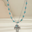 Collar de cruz de cuentas de turquesa – imagen 2