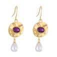 Pendientes de perla con circonita morada – imagen 2