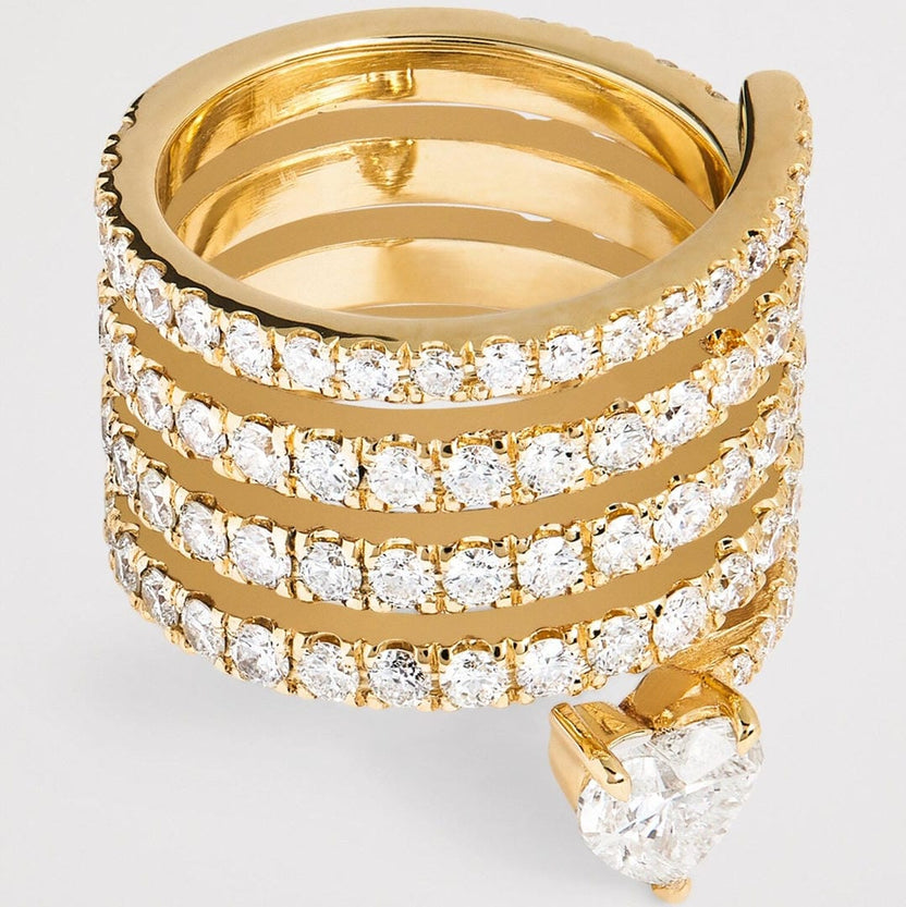 Anillo envolvente de corazón en oro antiguo con circonita