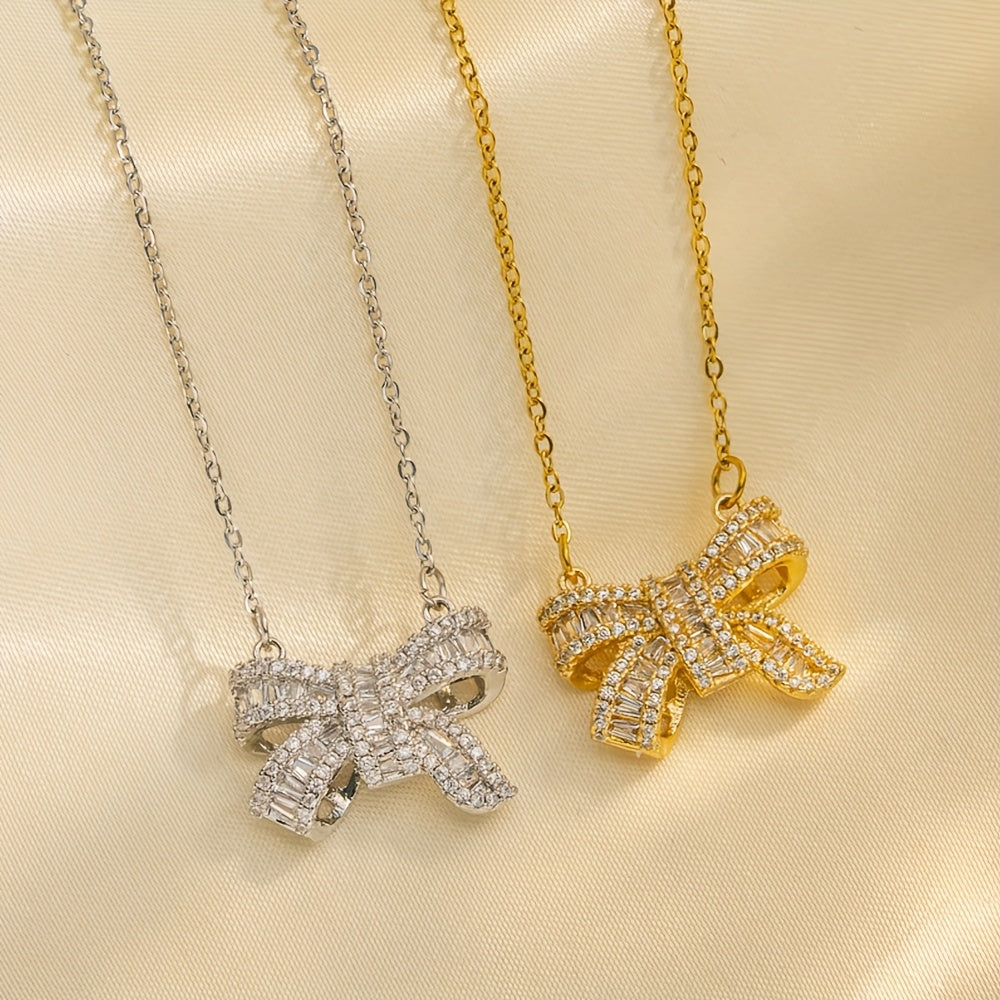 Collar de circonita en forma de lazo elegante – imagen 3