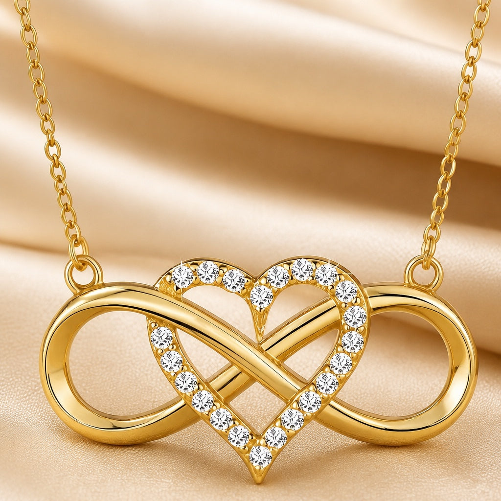 Collar con colgante de corazón infinito en oro blanco – imagen 2