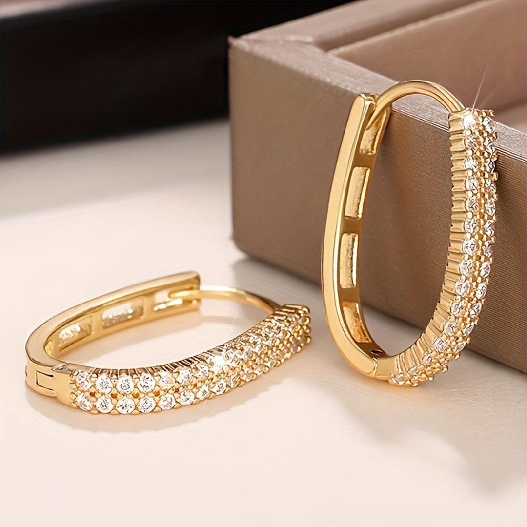 Pendientes circulares elegantes de circonita – imagen 3