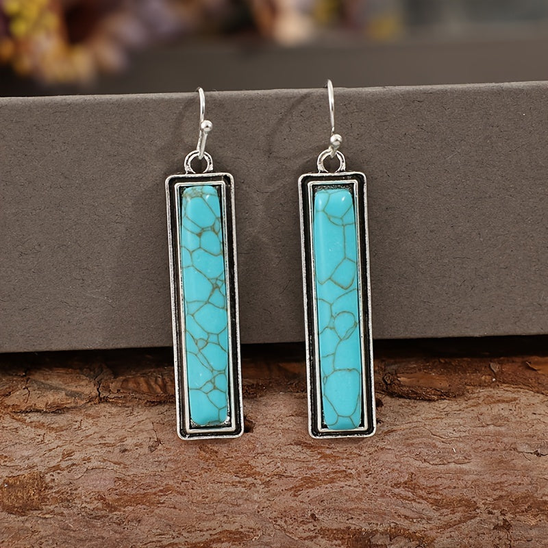 Pendientes rectangulares pulidos de turquesa – imagen 2