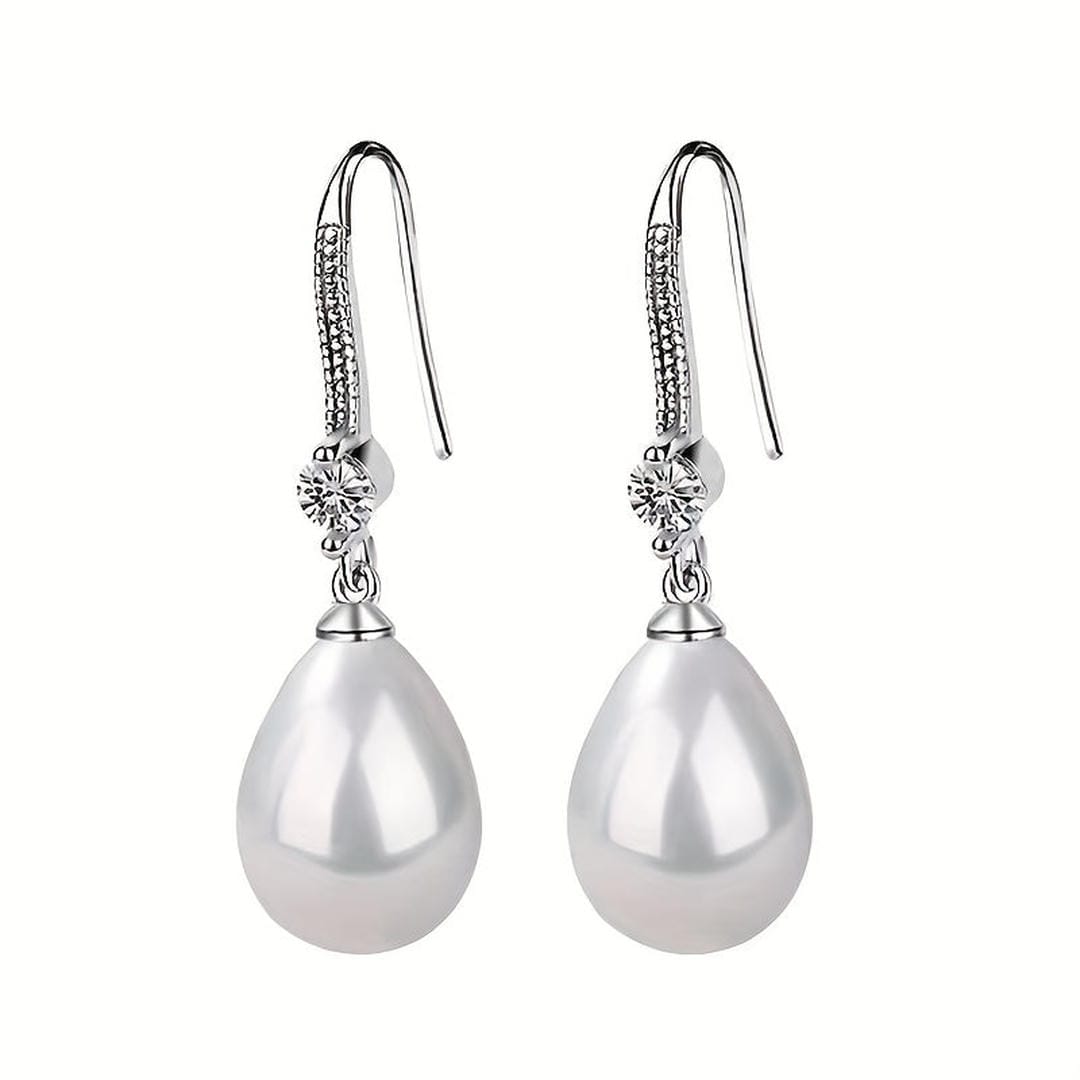 Pendientes de lágrima con perla y cristal – imagen 2