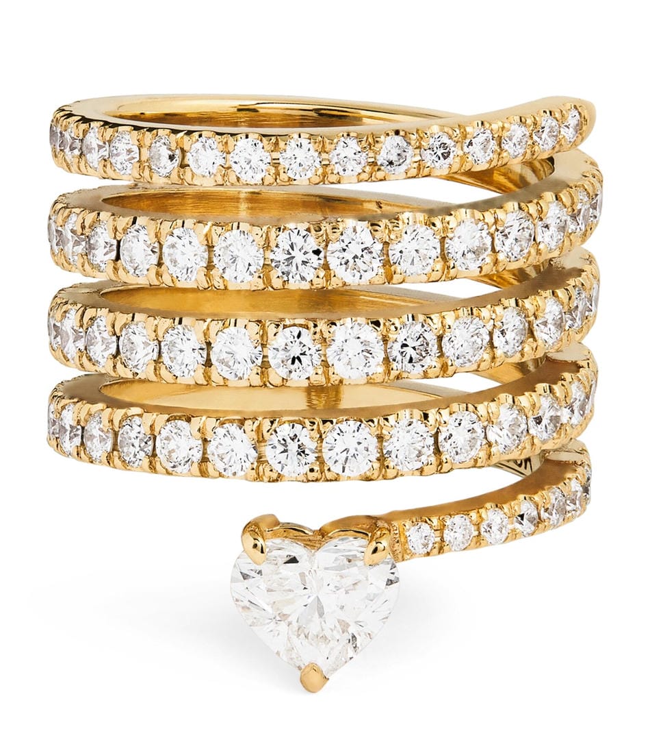 Anillo envolvente de corazón en oro antiguo con circonita – imagen 3
