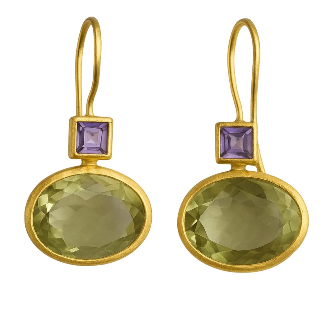 Pendientes vintage de cristal verde y dorado – imagen 3