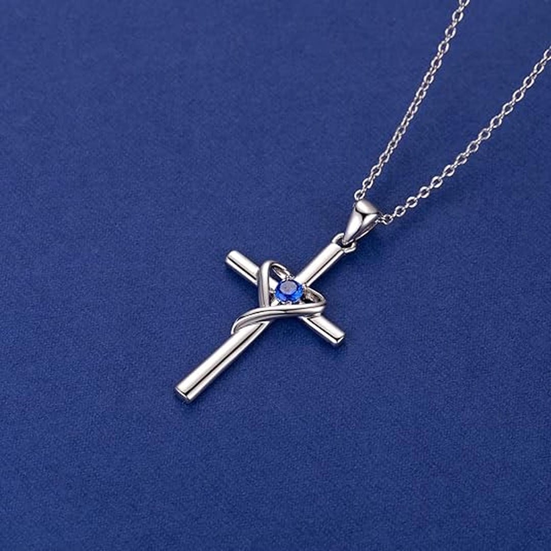 Collar de cruz de zafiro – imagen 2
